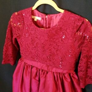 Beautiful magenta taffeta and lace party dress